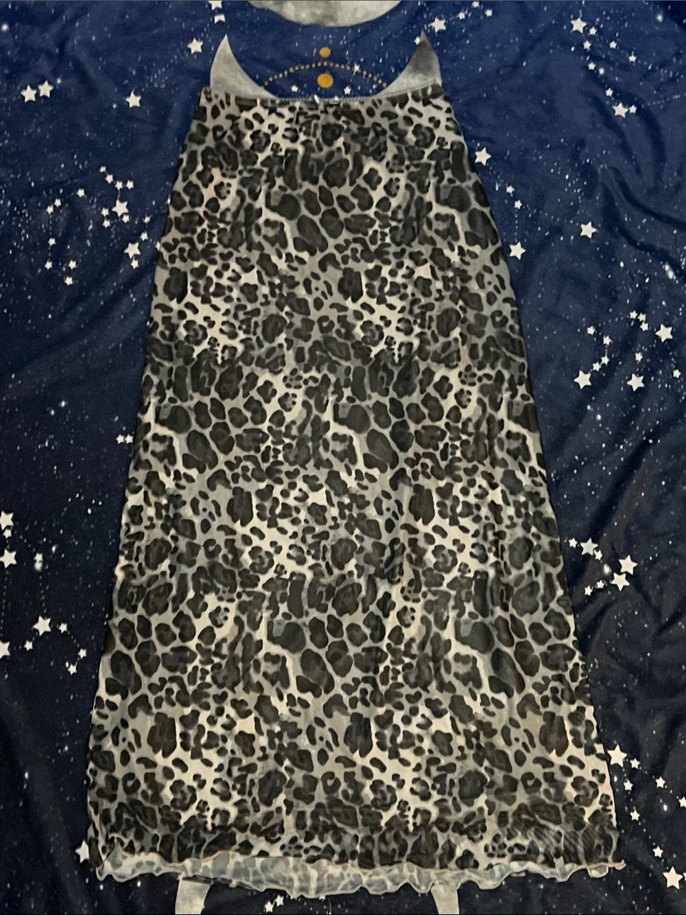 Leopard Print Maxi Skirt - Black & White